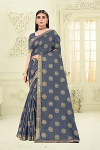 Shreeji Fashion Women's Saree With Blouse Piece (P grey)-thumb2