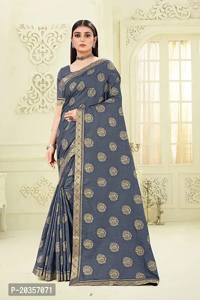 Shreeji Fashion Women's Saree With Blouse Piece (P grey)-thumb3