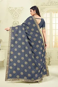 Shreeji Fashion Women's Saree With Blouse Piece (P grey)-thumb1