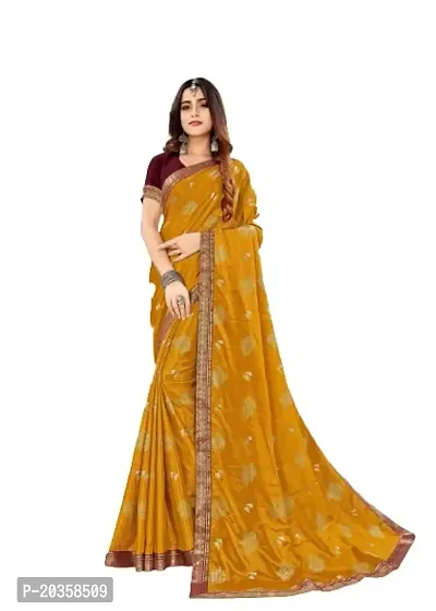 Shreeji Fashion Women's Saree With Blouse Piece (A mustard)-thumb0