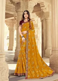 Shreeji Fashion Women's Saree With Blouse Piece (A mustard)-thumb2