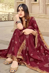 Shreeji Fashion Women's Saree With Blouse Piece (A maroon)-thumb1