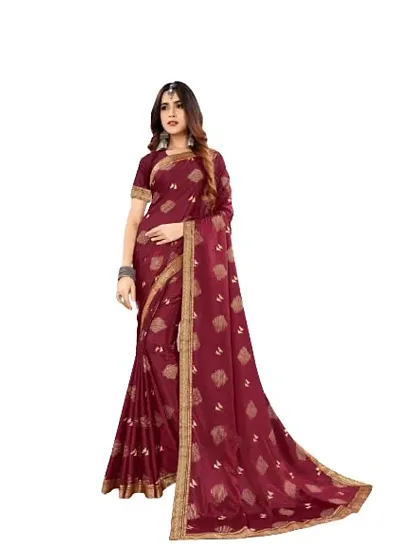 Shreeji Fashion Women's Saree With Blouse Piece (A maroon)