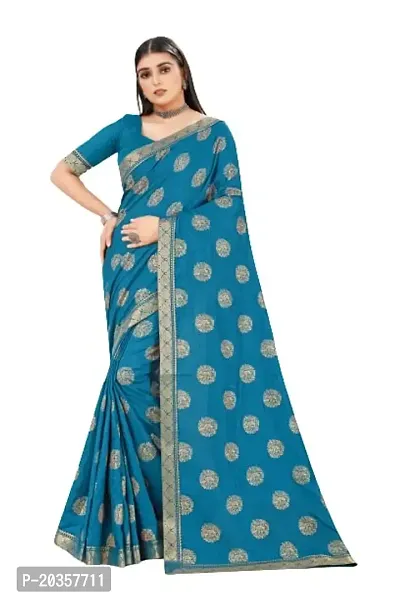 Shreeji Fashion Women's Saree With Blouse Piece (P petrol)-thumb0