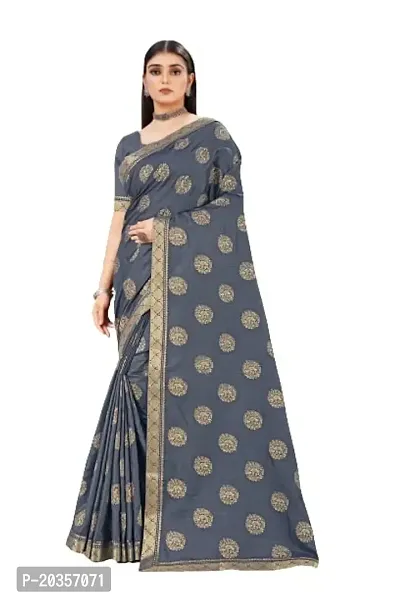 Shreeji Fashion Women's Saree With Blouse Piece (P grey)