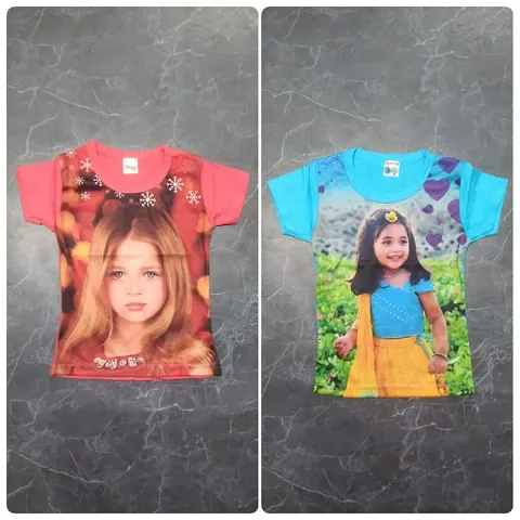Face Print Polycotton Tees Combo for Girls