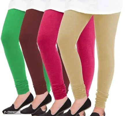 Fabulous Multicoloured Cambric Cotton Solid Leggings For Women Pack Of 4