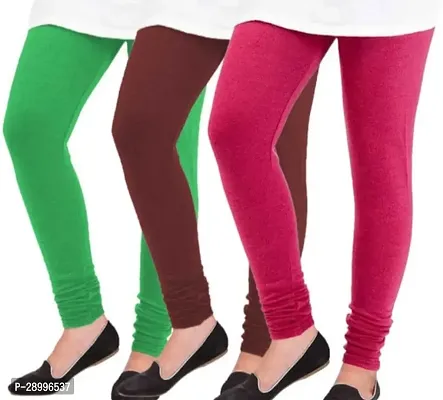 Fabulous Multicoloured Cambric Cotton Solid Leggings For Women Pack Of 3