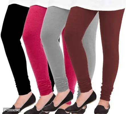 Fabulous Multicoloured Cambric Cotton Solid Leggings For Women Pack Of 4