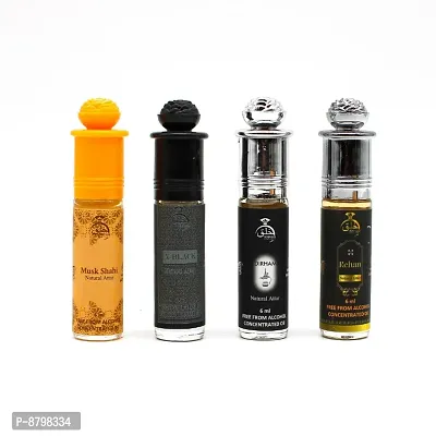 Musk Shahi | X-Black | Dirham | Rehan Natural attar 6 ml long lasting ittar perfume pack of 4-thumb0