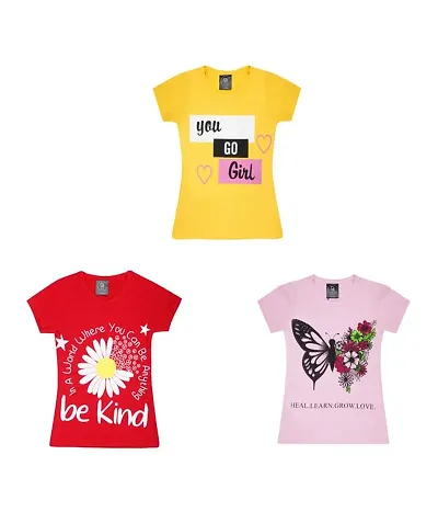 Dilva Girls Casual Half Sleeve T-Shirt - P |DG PO3 010_Multi_P|