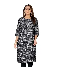 Stylish Black Printed Crepe Kurta For Women-thumb1