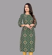 Stylish Green Printed Crepe Kurta For Women-thumb1