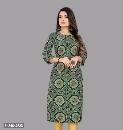 Stylish Green Printed Crepe Kurta For Women-thumb2