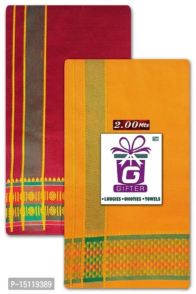 Gifter Pure Cotton Traditional Samy Dhoti For Men(Pack of 2)-thumb0