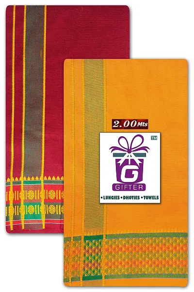 Gifter Pure Cotton Traditional Samy Dhoti For Men(Pack of 2)