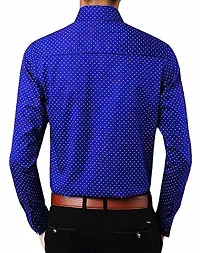 Trendy Cotton Royal Blue Polka Dot Print Casual Shirt For Men-thumb1