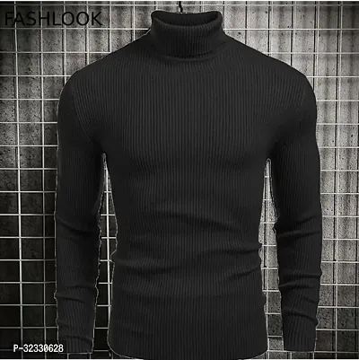 Stylish Wool Blend HighNeck Sweatshirt For Men-thumb0