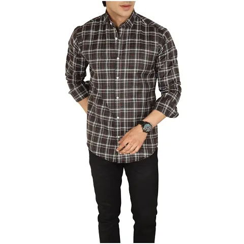 Noyes Fashion Men's Check Shirt Casual Shirt | Full Sleeve Shirt | Regular Fit Casual Shirt | (Small, Grey)