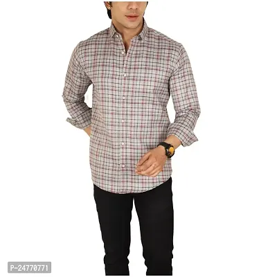 Noyes Fashion Men's Check Shirt Casual Cotton Shirt | Full Sleeve Shirt | Regular Fit Printed Casual Shirt | (Small, Grey)