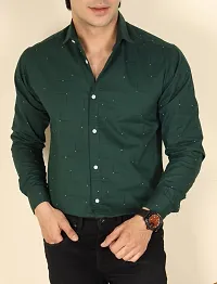 Noyes Fashion Men's Shirt Cotton Casual Stand Collar Plain Shirt | Full Sleeve Double Pocket Shirt | Regular Fit Printed Casual Shirt | (X-Large, Dark Green)-thumb1