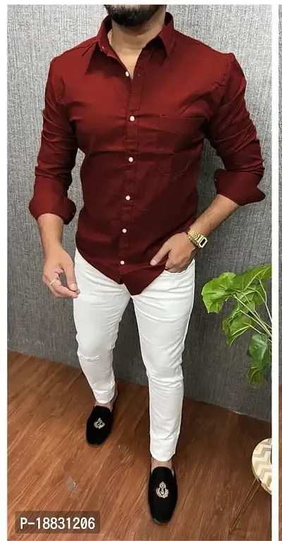 Men's Solid Slim Fit Cotton Casual Shirt