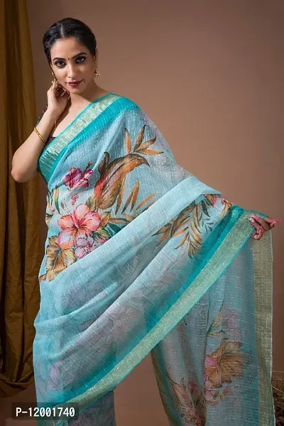 Classic Linen Printed Saree with Blouse piece
