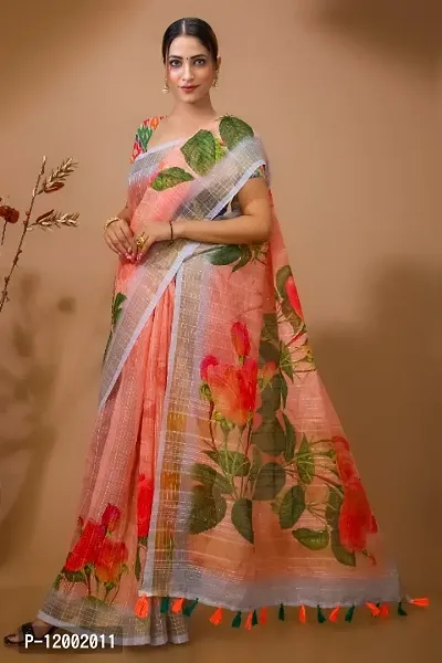 Classic Linen Printed Saree with Blouse piece
