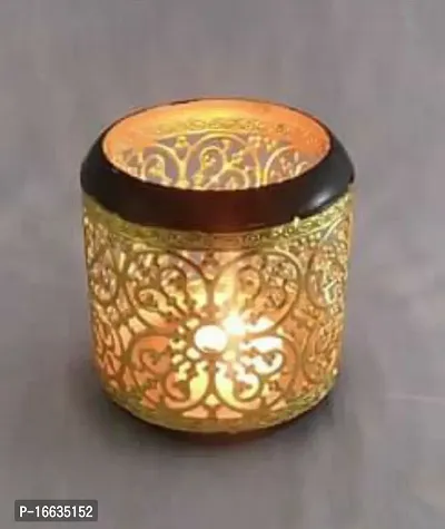 Decorative Metal Diya Traditional Lotus Urli Tealight Holder Golden-thumb0