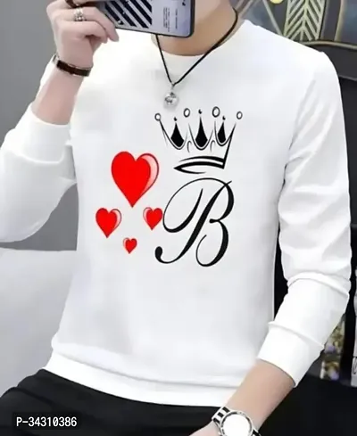 Stylish White Polyester Printed Round Neck Tees For Men-thumb0