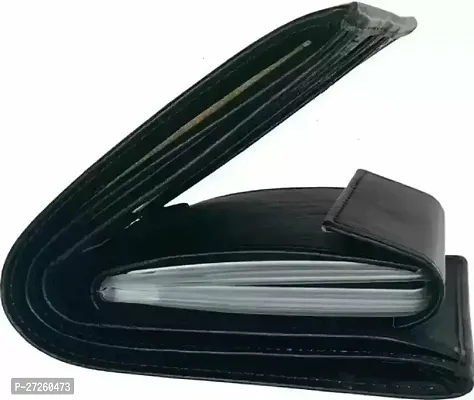 Designer Black Artificial Leather Solid Two Fold Wallet For Men-thumb0