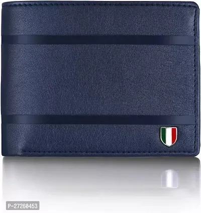 Designer Blue Artificial Leather Solid Two Fold Wallet For Men-thumb0