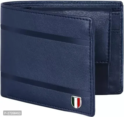 Designer Blue Artificial Leather Solid Two Fold Wallet For Men-thumb3