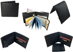 Designer Black Artificial Leather Solid Two Fold Wallet For Men-thumb3