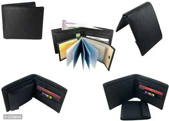 Designer Black Artificial Leather Solid Two Fold Wallet For Men-thumb4