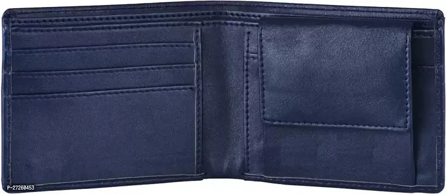 Designer Blue Artificial Leather Solid Two Fold Wallet For Men-thumb2