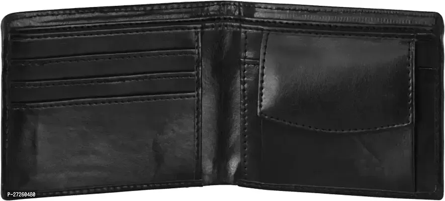 Designer Black Artificial Leather Solid Two Fold Wallet For Men-thumb2