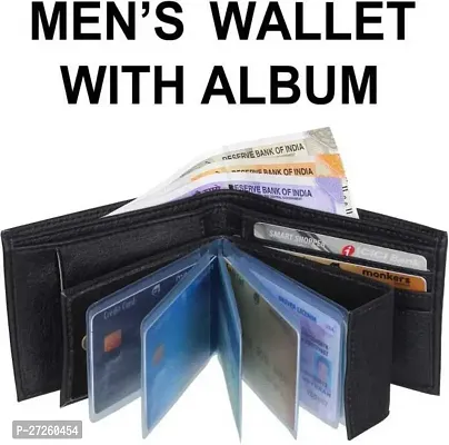 Designer Black Artificial Leather Solid Two Fold Wallet For Men-thumb3