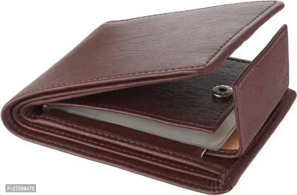 Designer Brown Artificial Leather Solid Two Fold Wallet For Men-thumb0