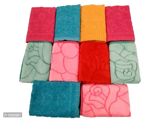 KALPANA Combo 1652 Multicolor Towel Hand Face Fur Towel Handkerchiefs Bathroom Towel Men OR Women Accessories Handkerchiefs (PACK OF 10)