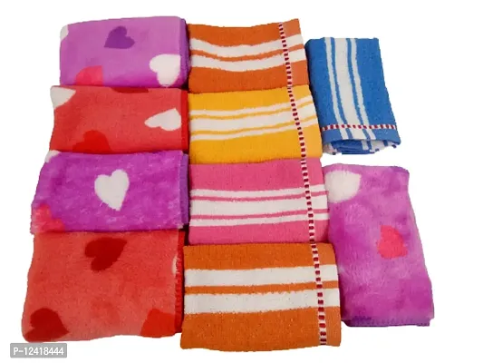 Kanika Combo 9857 Handkerchief Multicolor Towel Hand Face FUR Towel Handkerchiefs Bathroom Towel Men or Women Accessories Handkerchiefs (PACK OF 10)