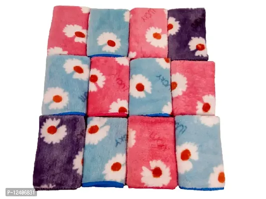 KANIKA COMBO 1494 Handkerchief MULTICOLOR Towel Hand Face FUR Towel Handkerchiefs Bathroom Towel (PACK OF 12)