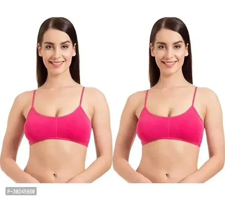 Stylish Pink Cotton Solid Bras For Women Pack Of 2-thumb0