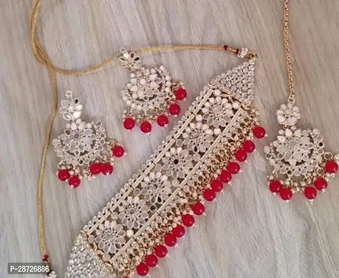 Stylish Red Alloy Pearl Jewllery set for women