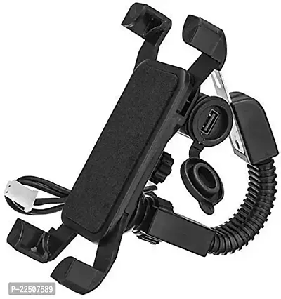 ONE -TOUCH Bike Mobile Holder Charger Phone Holder for All Bikes (Black)