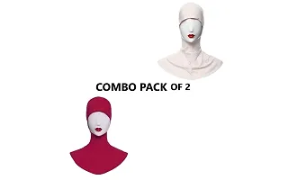 Nazneen Stretchable Under Hijab Ninja cap Combo pack of 2 (Maroon  White)-thumb2