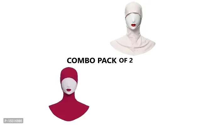 Nazneen Stretchable Under Hijab Ninja cap Combo pack of 2 (Maroon  White)-thumb3