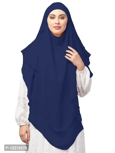 Nazneen Navy Triangle tow layers tie at back Ready to wear Hijab cum Naqab-thumb0