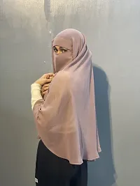 Nazneen tie at back instant ready to wear Hijab with nose piece(Mauve Pink)-thumb1