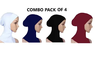 Nazneen Stretchable Under Hijab Ninja cap Combo pack of 4 (Maroon, White, Black  Navy)-thumb1